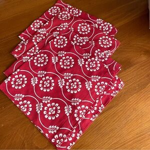 TAG Red and White Print Cloth Napkins - Set of Four (4) Picnic, Dining